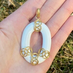 14k Rare White Onyx Pendant